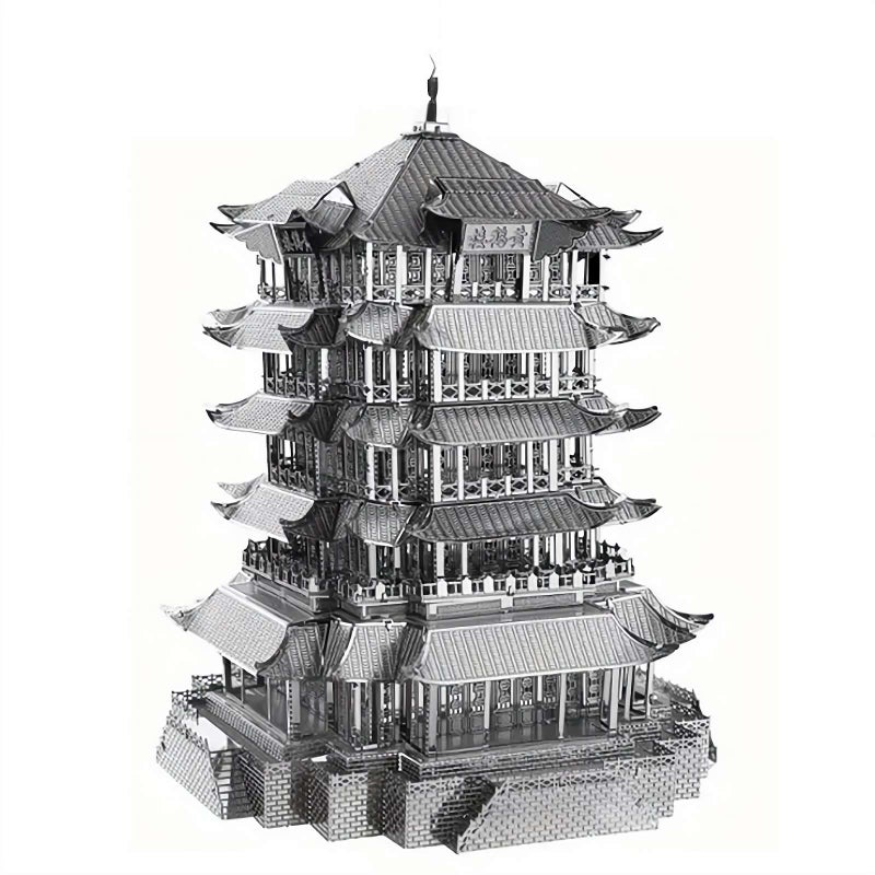 Metal Puzzle, 3D Metal Puzzles, Chinese Famous Architecture Building Kit, DIY Craft Model Building Kit for Adults Kids (Yellow Crane Tower) - Image 1
